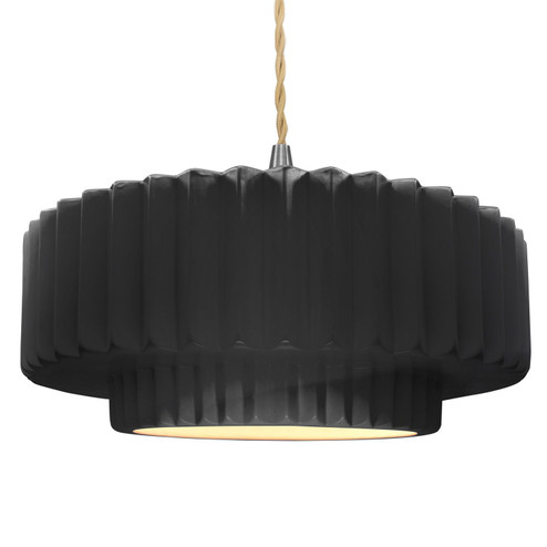 Radiance One Light Pendant in Gloss Black w/ Matte White (102|CER-6555-BKMT-NCKL-BEIG-TWST)