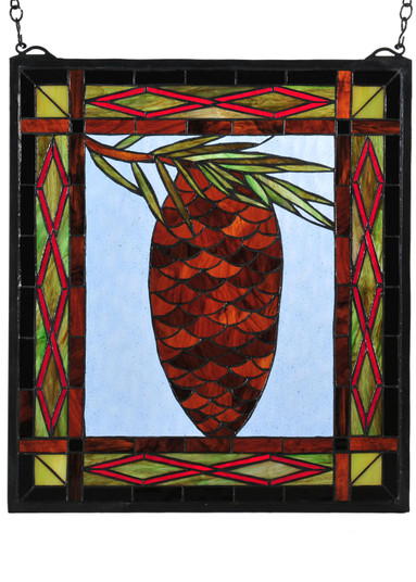 Pinecone Window in Right Blue Amber Red Bl (57|71920)