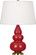 Small Triple Gourd One Light Accent Lamp in Ruby Red Glazed Ceramic w/Antique Brass (165|RR30X)