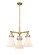 Downtown Urban Three Light Pendant in Brushed Brass (405|411-3CR-BB-G411-7WH)