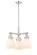 Downtown Urban Three Light Pendant in Polished Nickel (405|410-3CR-PN-G412-7WH)