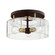 Bergamot Station Three Light Semi Flush Mount in Bronze/Brushed Brass (67|C7542-BRZ/BBA)