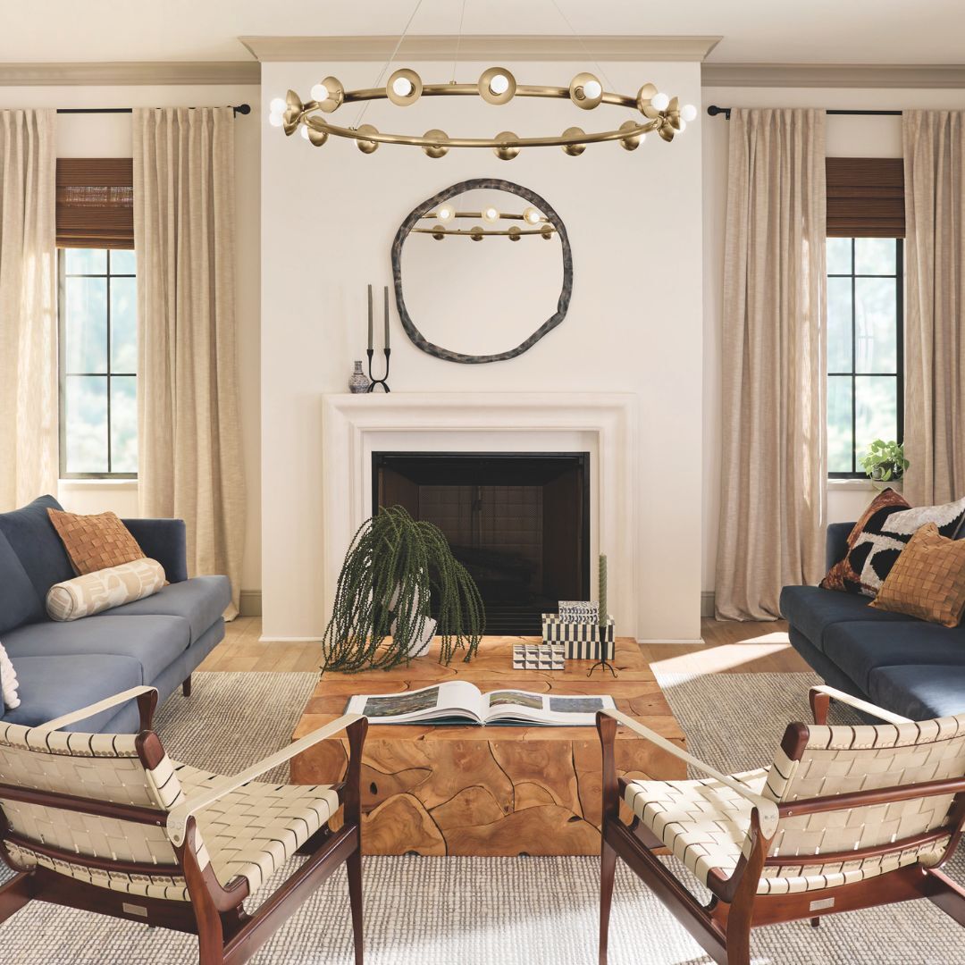 ring lighting in cozy chic living room