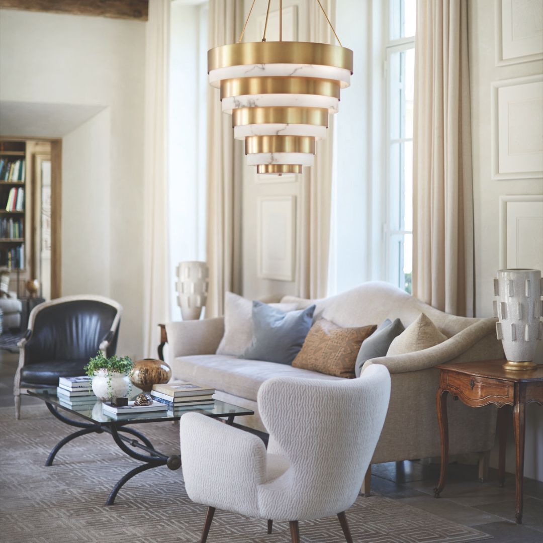 art deco/modern chandelier in living room