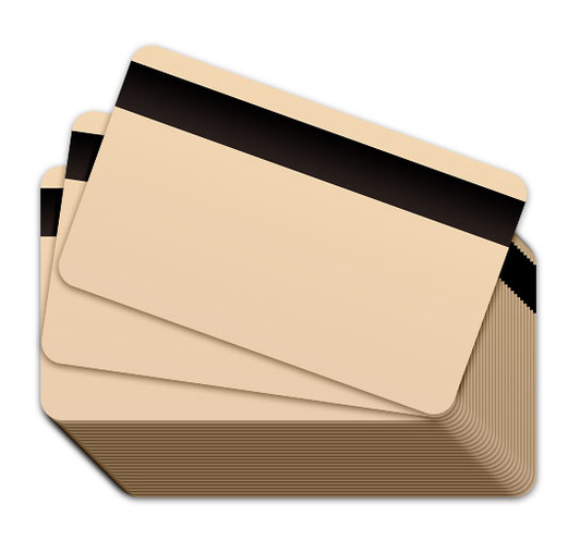 Tan Blank Plastic Cards with a magnetic stripe