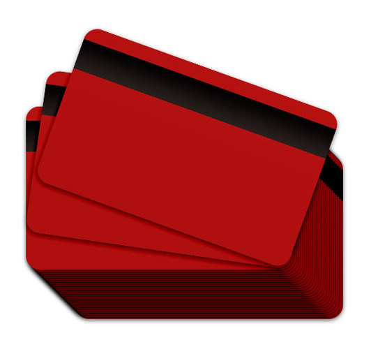 Red Blank Plastic Cards with a magnetic stripe