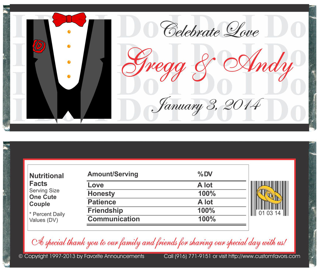 Tuxedo Wedding 2 Wrappers Favorite Announcements