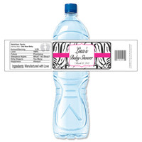 [Y659] Zebra Baby Shower weatherproof water bottle label