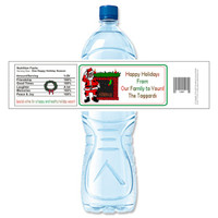 [Y181] Santa / Fireplace weatherproof water bottle label