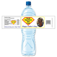 [Y613] Super-Hero Photo Father's Day weatherproof water bottle label