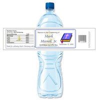 [Y233] Christening weatherproof water bottle label