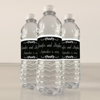 [Y683] Chalkboard Wedding weatherproof water bottle label - lifestyle photo 