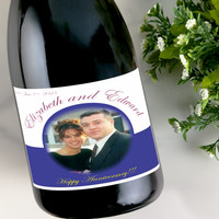 [LA04] Photo Anniversary Background Label Custom Bottle Labels for Champagne, Wine, or Mini Liquor Bottles - perfect for table decorations
