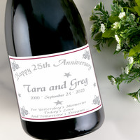 [LA07] Bells Anniversary Label Custom Bottle Labels for Champagne, Wine, or Mini Liquor Bottles - perfect for table decorations