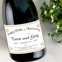 [LA13] Golden Anniversary Bells Label Custom Bottle Labels for Champagne, Wine, or Mini Liquor Bottles - perfect for table decorations