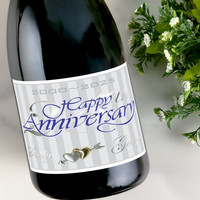 [LA15] Silver Anniversary Label Custom Bottle Labels for Champagne, Wine, or Mini Liquor Bottles - perfect for table decorations