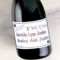[LN22] Double Trouble Custom Bottle Labels for Champagne, Wine, or Mini Liquor Bottles - perfect for table decorations