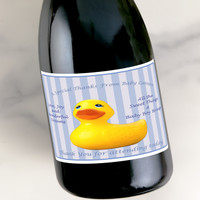 [LS18] Baby Shower Blue Duck Custom Bottle Labels for Champagne, Wine, or Mini Liquor Bottles - perfect for table decorations