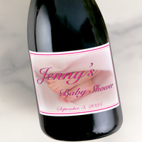 [LS31] Baby Shower Feet Blanket Custom Bottle Labels for Champagne, Wine, or Mini Liquor Bottles - perfect for table decorations