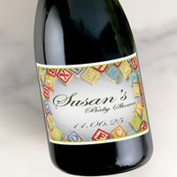 [LS32] Blocks Background 2 Custom Bottle Labels for Champagne, Wine, or Mini Liquor Bottles - perfect for table decorations