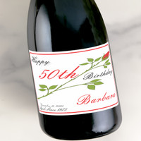 [LB002] Long Stem Rose Custom Bottle Labels for Champagne, Wine, or Mini Liquor Bottles - perfect for table decorations