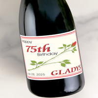 [LB033] Long Stem Rose - Adult Birthday Custom Bottle Labels for Champagne, Wine, or Mini Liquor Bottles - perfect for table decorations