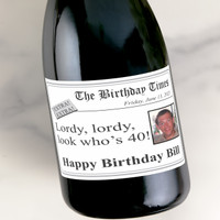 [LB034] Birthday Times Photo Custom Bottle Labels for Champagne, Wine, or Mini Liquor Bottles - perfect for table decorations
