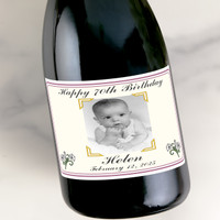 [LB048] Photo Birthday 1 Custom Bottle Labels for Champagne, Wine, or Mini Liquor Bottles - perfect for table decorations