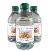 [LB058] Two Bears Birthday Custom Bottle Labels for Champagne, Wine, or Mini Liquor Bottles - perfect for table decorations