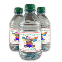 [LB059] Teddy Bear Birthday Custom Bottle Labels for Champagne, Wine, or Mini Liquor Bottles - perfect for table decorations