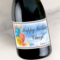 [LB073] Balloon Background Custom Bottle Labels for Champagne, Wine, or Mini Liquor Bottles - perfect for table decorations