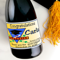 [LG02] Triangle Graduation 1 Custom Bottle Labels for Champagne, Wine, or Mini Liquor Bottles - perfect for table decorations