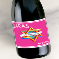 [LR012] Bat Mitzvah Star Custom Bottle Labels for Champagne, Wine, or Mini Liquor Bottles - perfect for table decorations