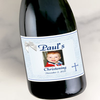 [LR035] Lace and Bow Blue Custom Bottle Labels for Champagne, Wine, or Mini Liquor Bottles - perfect for table decorations