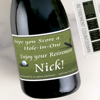 [LT08] Hole-in-One Custom Bottle Labels for Champagne, Wine, or Mini Liquor Bottles - perfect for table decorations
