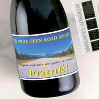 [LT09] Road Retirement Custom Bottle Labels for Champagne, Wine, or Mini Liquor Bottles - perfect for table decorations
