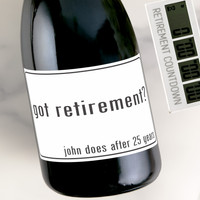 [LT22] Got Retirement Custom Bottle Labels for Champagne, Wine, or Mini Liquor Bottles - perfect for table decorations
