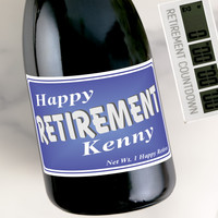 [LT25] Happy Retirement Custom Bottle Labels for Champagne, Wine, or Mini Liquor Bottles - perfect for table decorations
