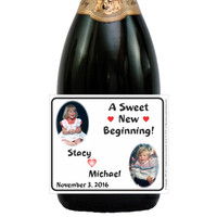 [L370] Double Photo Wedding Label - closeup 