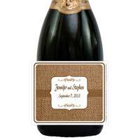 [L687] Burlap Wedding Label - closeup 