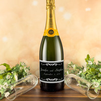 [L688] Chalkboard Wedding Label - champagne bottle lifestyle 