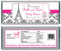 [W717] Parisian Baby Shower Wrappers - Front and Back