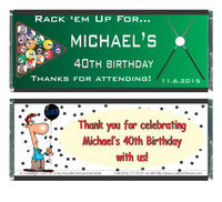 [W429] Billiard Birthday Wrappers - Front and Back