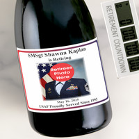 [LT39] Military Photo Custom Bottle Labels for Champagne, Wine, or Mini Liquor Bottles - perfect for table decorations