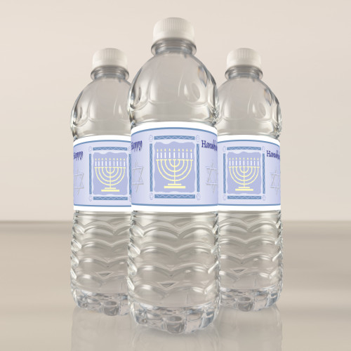 [Y600] Happy Hanukkah weatherproof water bottle label