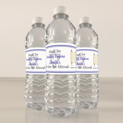 [Y223] Bar Mitzvah weatherproof water bottle label - lifestyle photo 