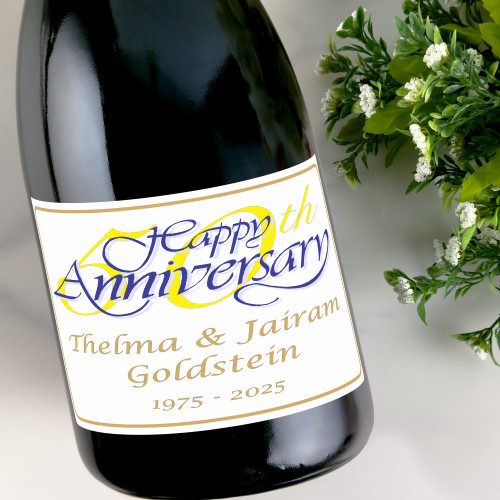 [LA03] 50th Anniversary Label Custom Bottle Labels for Champagne, Wine, or Mini Liquor Bottles - perfect for table decorations
