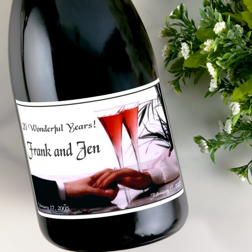 [LA21] Flutes Anniversary Label Custom Bottle Labels for Champagne, Wine, or Mini Liquor Bottles - perfect for table decorations