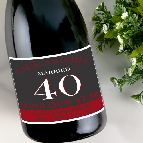 [LA01] Fabulous Anniversary Custom Bottle Labels for Champagne, Wine, or Mini Liquor Bottles - perfect for table decorations