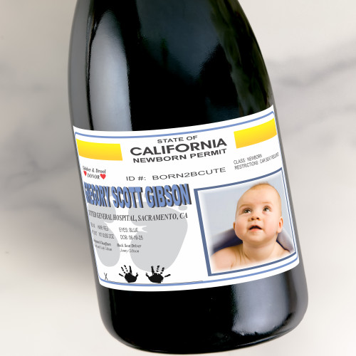[LN09] Baby ID Custom Bottle Labels for Champagne, Wine, or Mini Liquor Bottles - perfect for table decorations